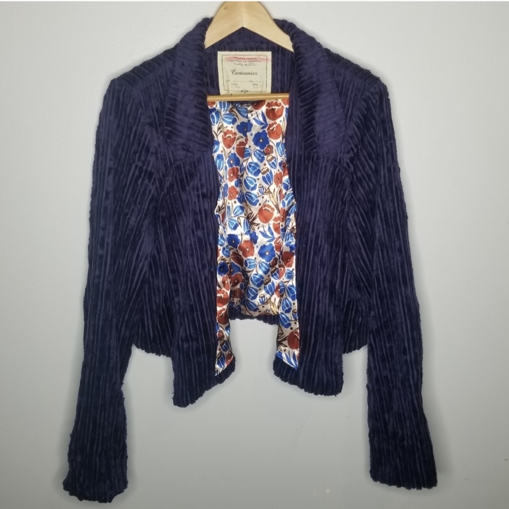 Cartonnier Navy Blue Blazer with Floral Lining